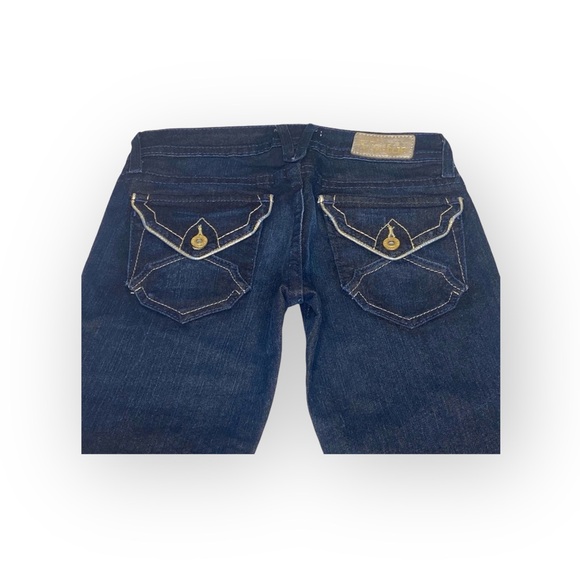 new Denim of Virtue ㋛ Y2K Justice Lurex Metallic Slim Jeans ㋛ Back Flap Pockets - Picture 7 of 16